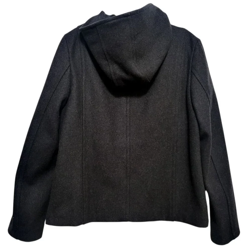 J. Crew Wool Blend Hooded Cropped Jacket Black Coat